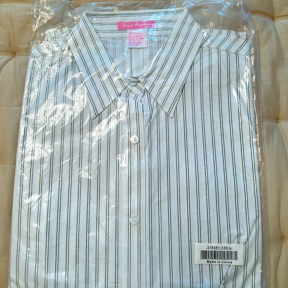 White with an olive green pinstripe from Victoria Sec cannot purchase any more